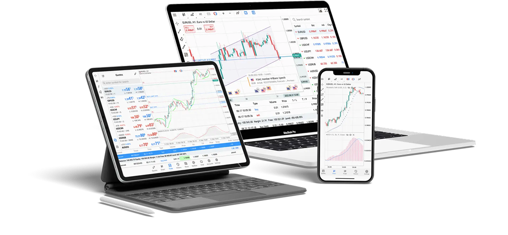 MetaTrader 5 on laptop and mobile